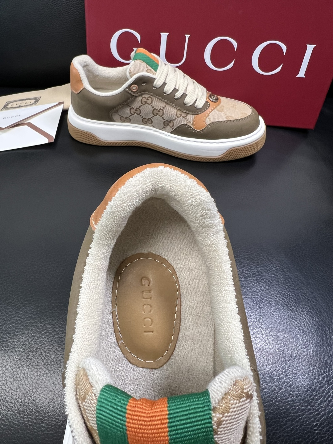 Gucci 高品质 顶级工艺品 古奇 专柜新款原厂配置，意大利进口牛皮搭配印花布面料，进口牛皮内里垫，透