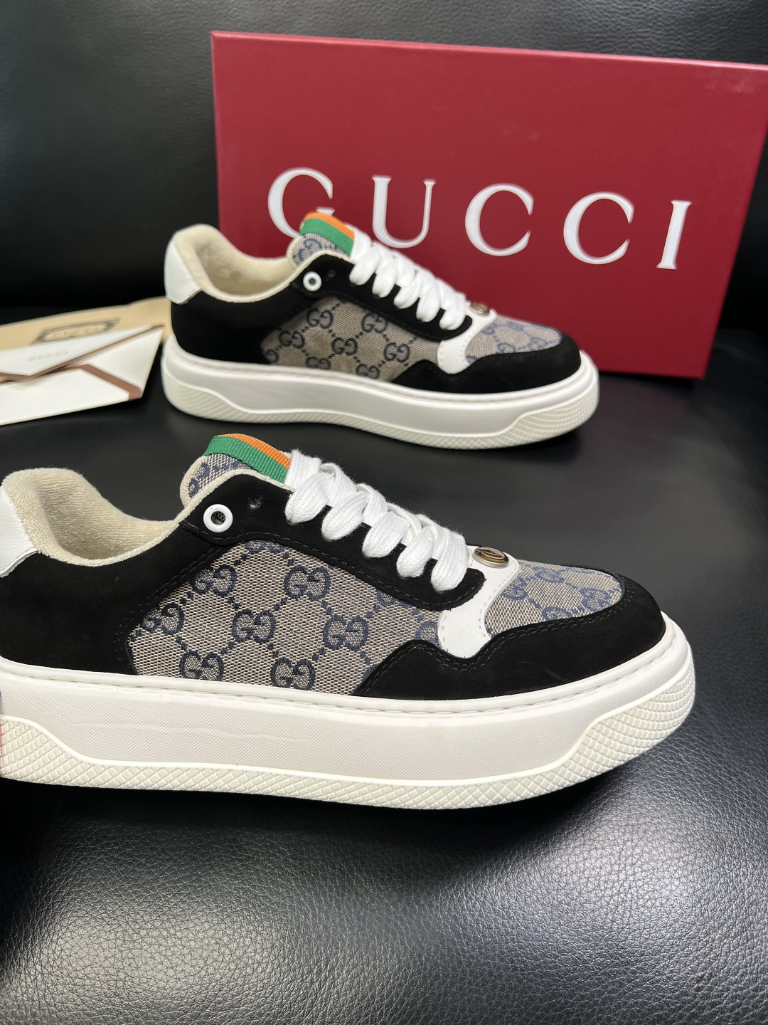Gucci 高品质 顶级工艺品 古奇 专柜新款原厂配置，意大利进口牛皮搭配印花布面料，进口牛皮内里垫，透