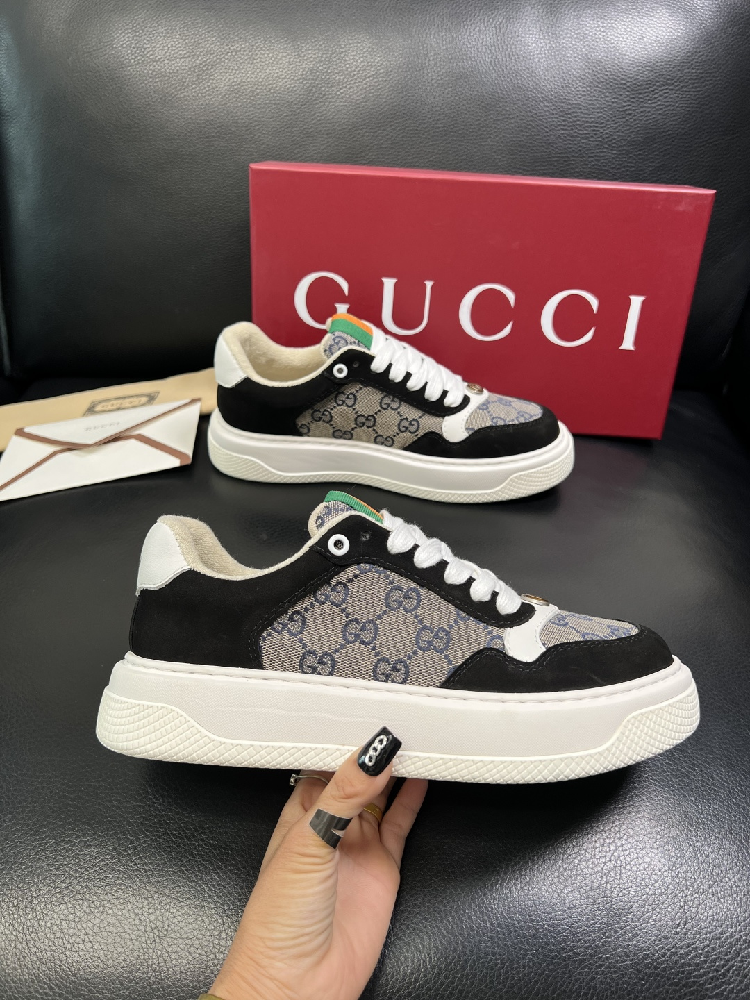 Gucci 高品质 顶级工艺品 古奇 专柜新款原厂配置，意大利进口牛皮搭配印花布面料，进口牛皮内里垫，透