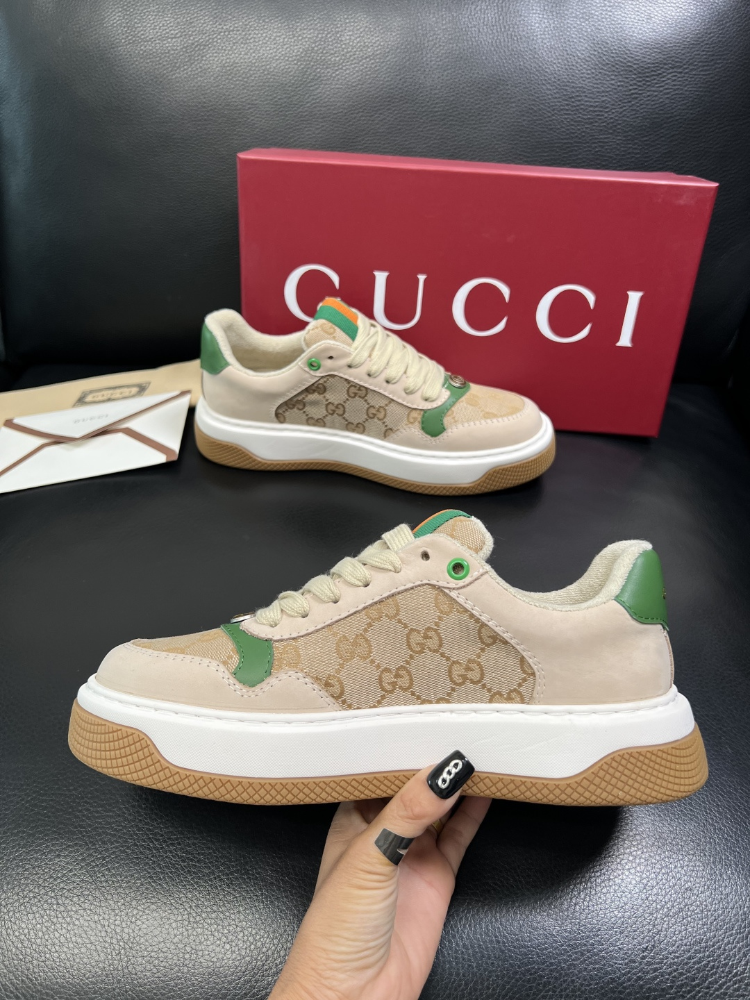 Gucci 高品质 顶级工艺品 古奇 专柜新款原厂配置，意大利进口牛皮搭配印花布面料，进口牛皮内里垫，透