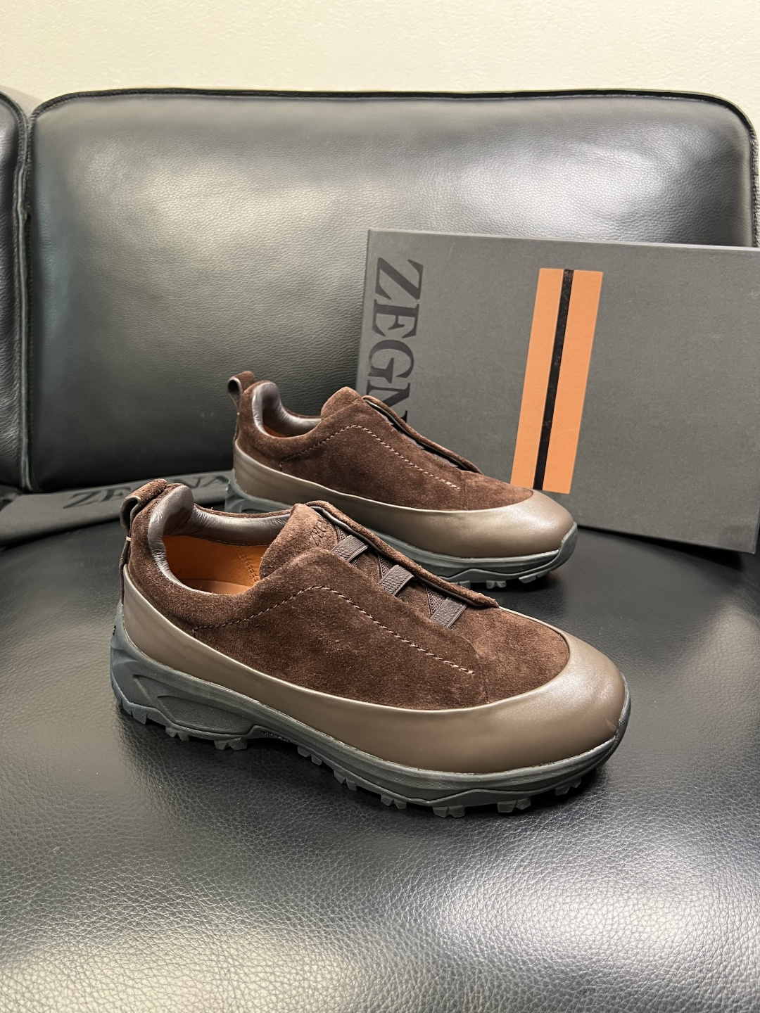 Zegna 高品质 顶级工艺品 杰尼亚 专柜新款原厂配置，意大利进口牛皮面料，进口牛里垫，透气舒适，鞋底