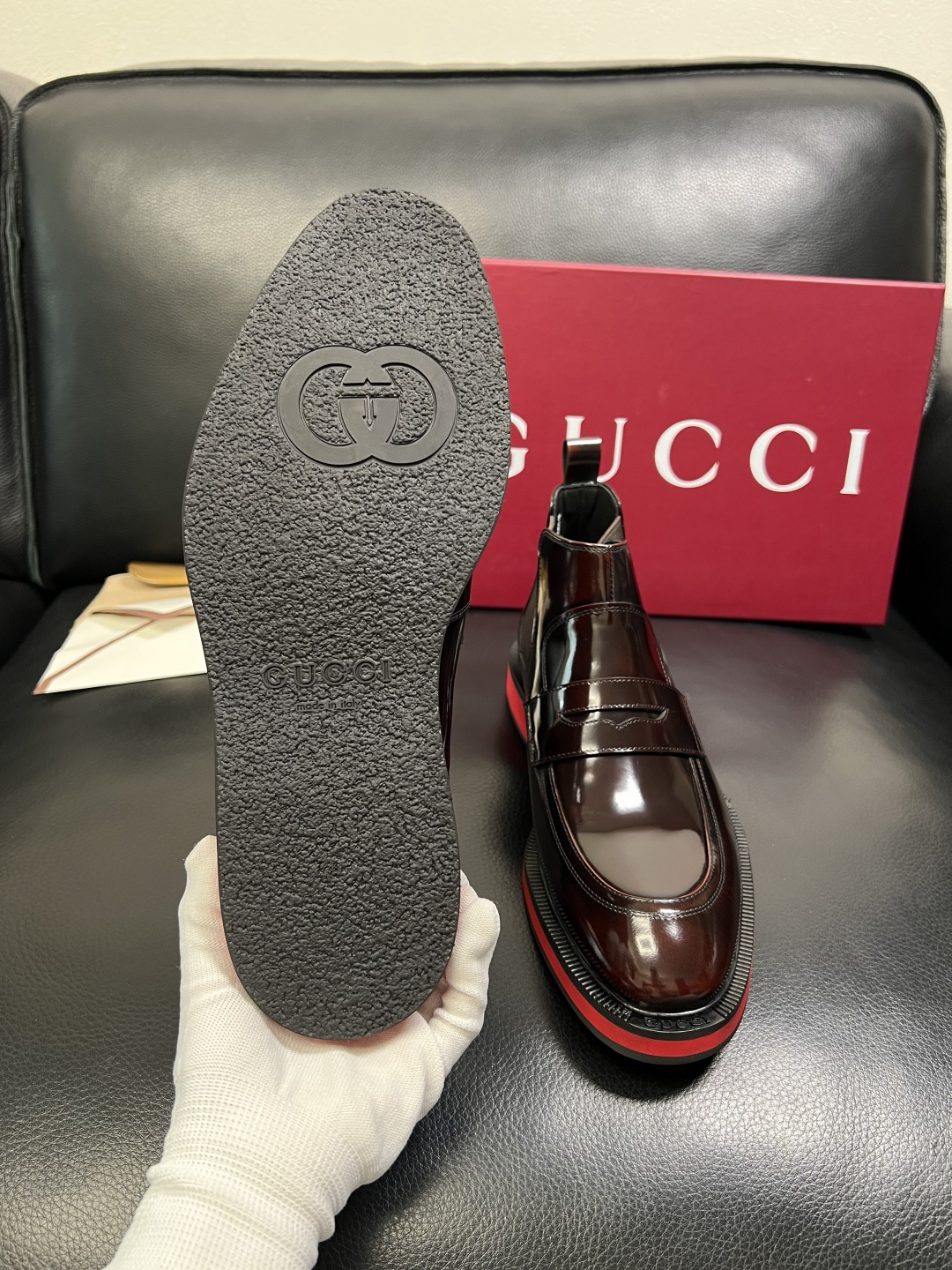 Gucci 高品质 顶级工艺品 古奇 皮鞋系列专柜同步 原厂配置，意大利进口原版牛皮，进口水染牛里 ，鞋