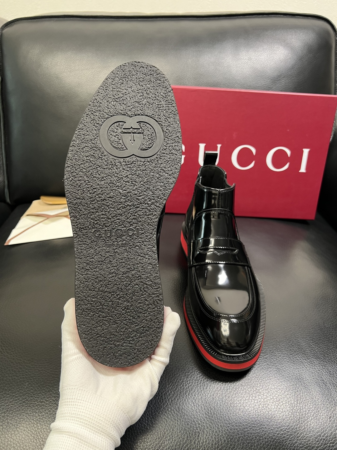 Gucci 高品质 顶级工艺品 古奇 皮鞋系列专柜同步 原厂配置，意大利进口原版牛皮，进口水染牛里 ，鞋