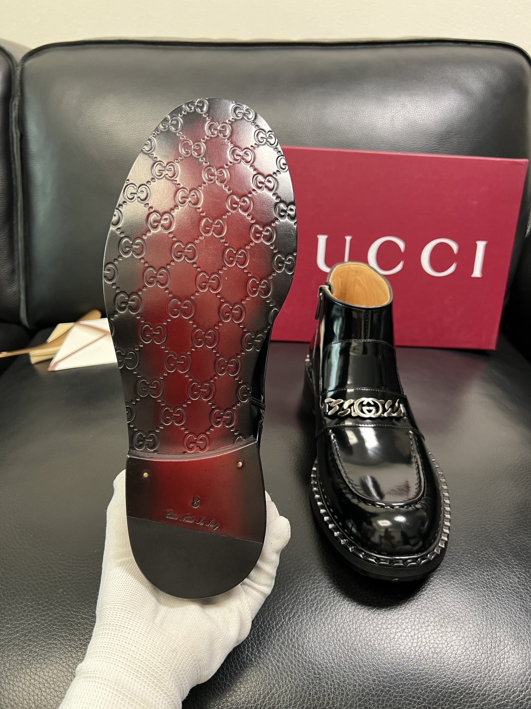 Gucci 高品质 顶级工艺品 古奇 皮鞋系列专柜同步 原厂配置，意大利进口原版牛皮，进口水染牛里 ，鞋