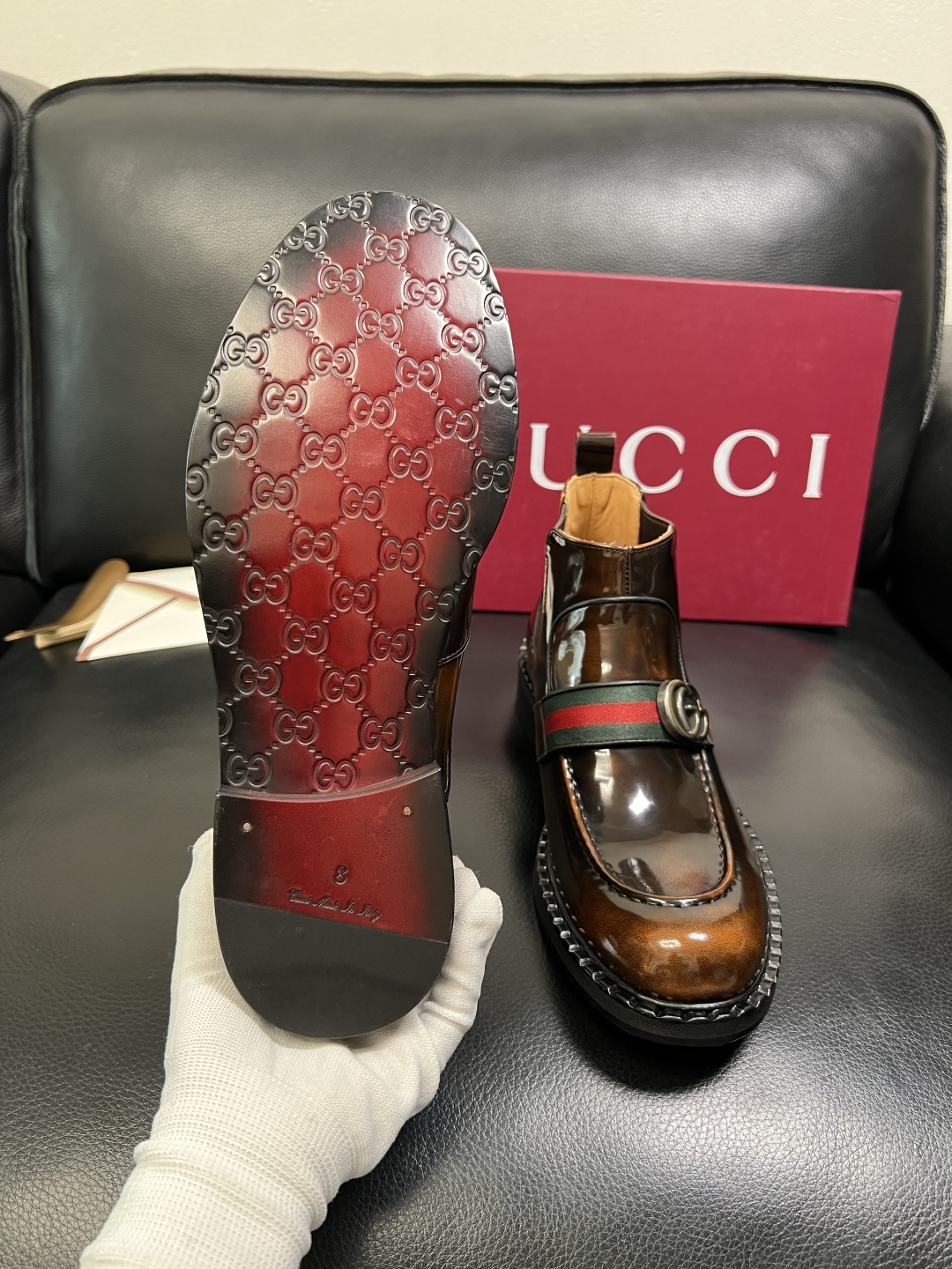 Gucci 高品质 顶级工艺品 古奇 皮鞋系列专柜同步 原厂配置，意大利进口原版牛皮，进口水染牛里 ，鞋