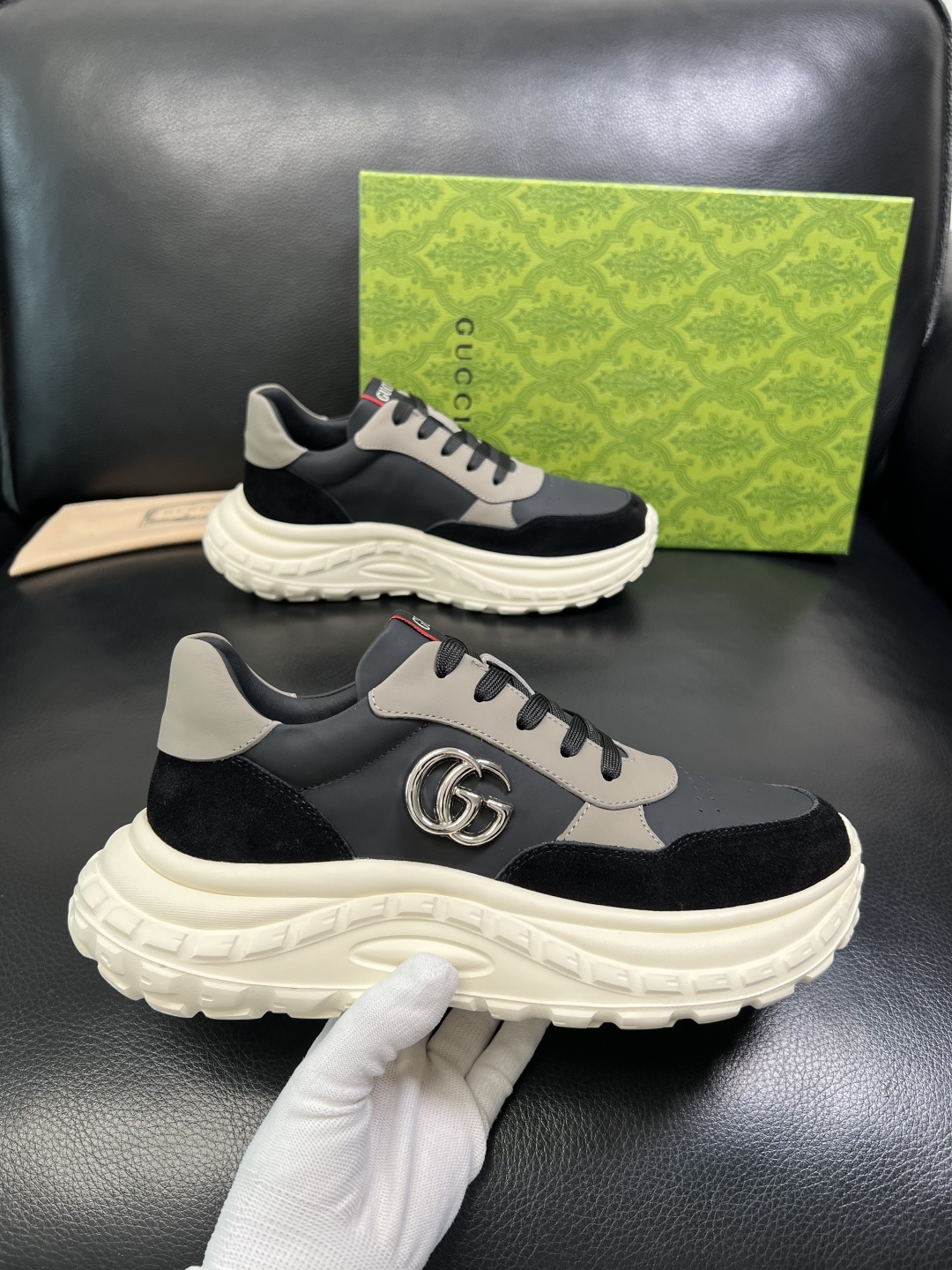 Gucci 高品质 顶级工艺品 古奇 专柜新款原厂配置，意大利进口牛皮搭配印花面料，进口牛皮内里垫，透气