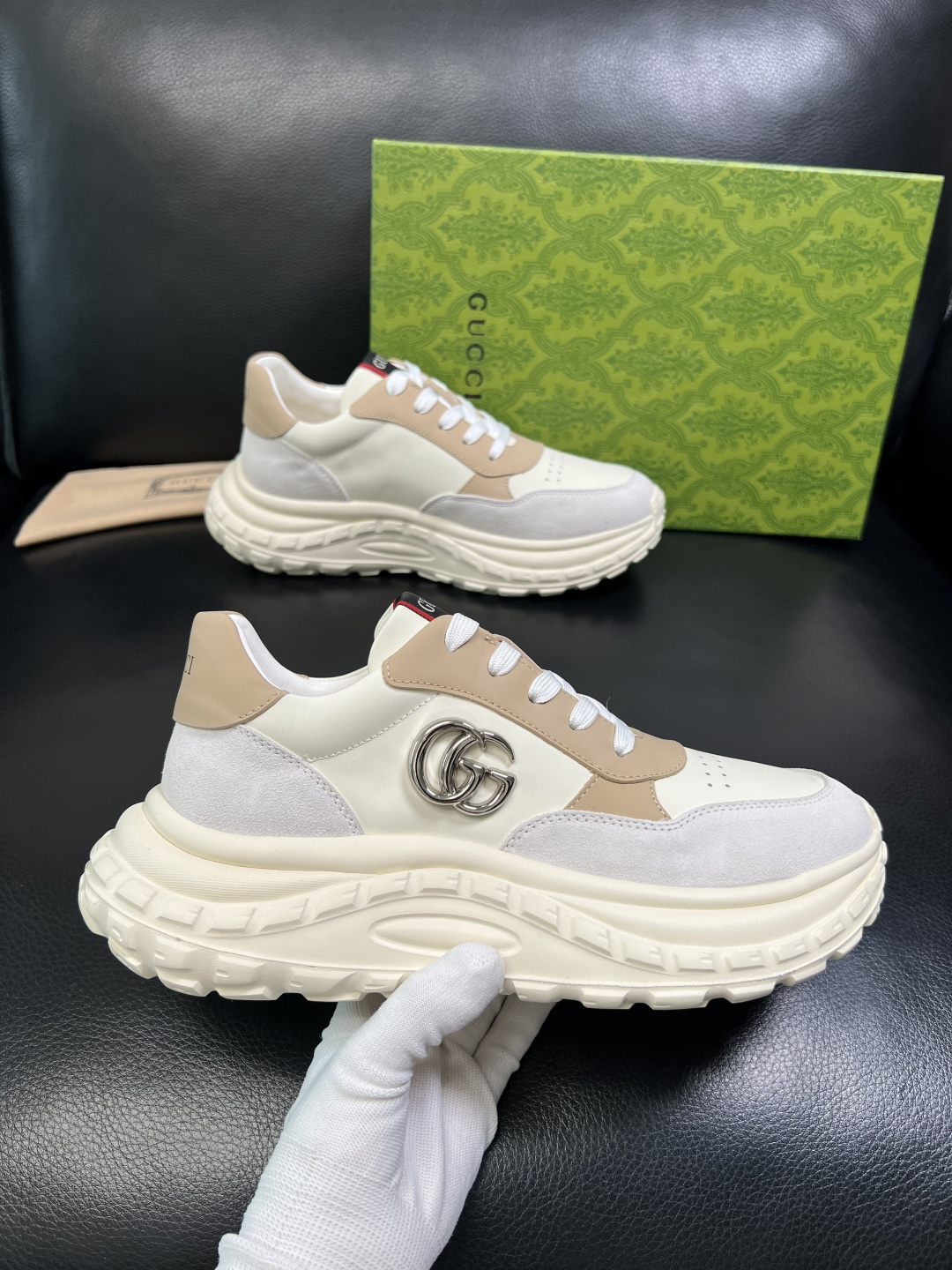 Gucci 高品质 顶级工艺品 古奇 专柜新款原厂配置，意大利进口牛皮搭配印花面料，进口牛皮内里垫，透气