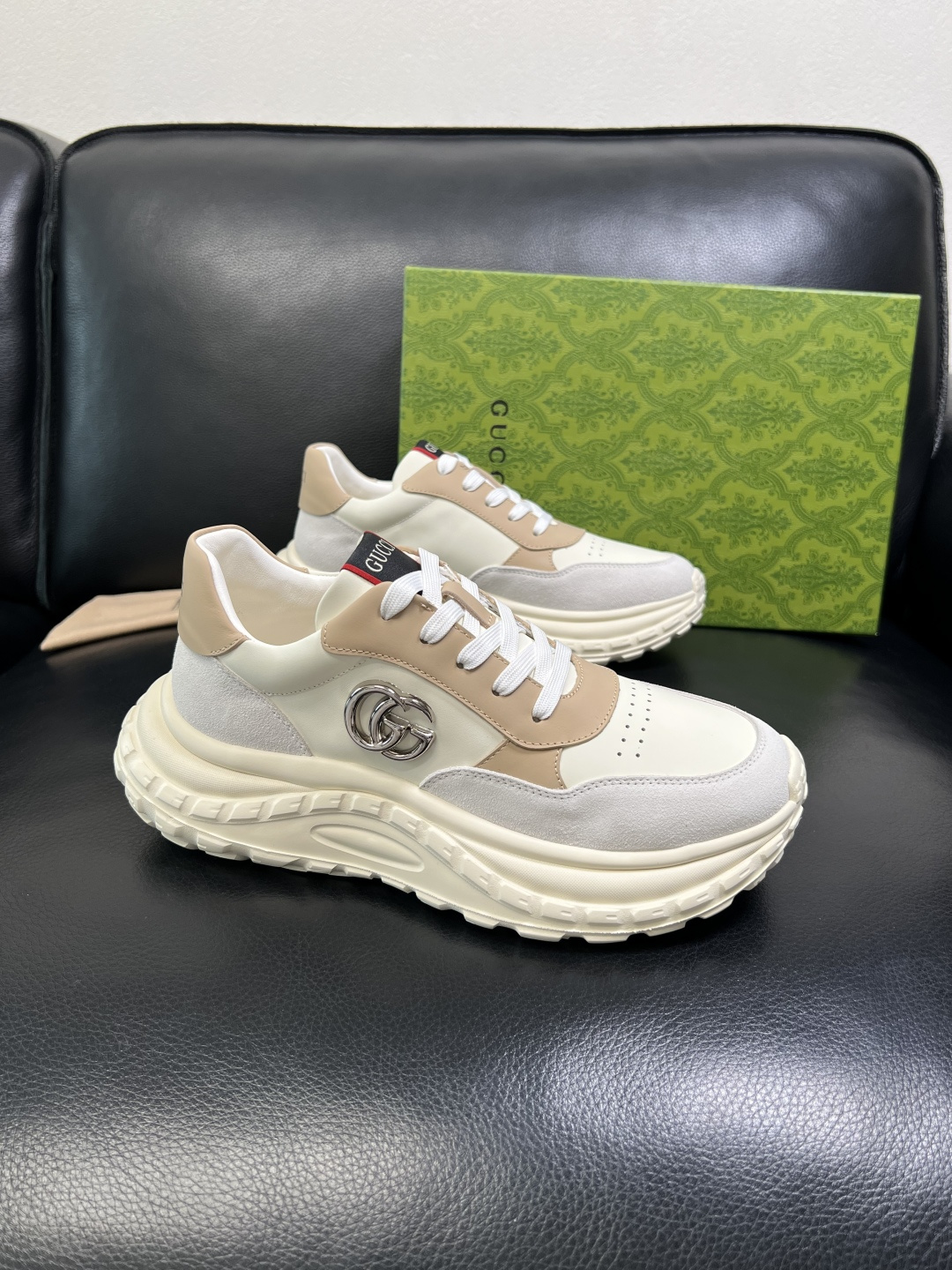 Gucci 高品质 顶级工艺品 古奇 专柜新款原厂配置，意大利进口牛皮搭配印花面料，进口牛皮内里垫，透气