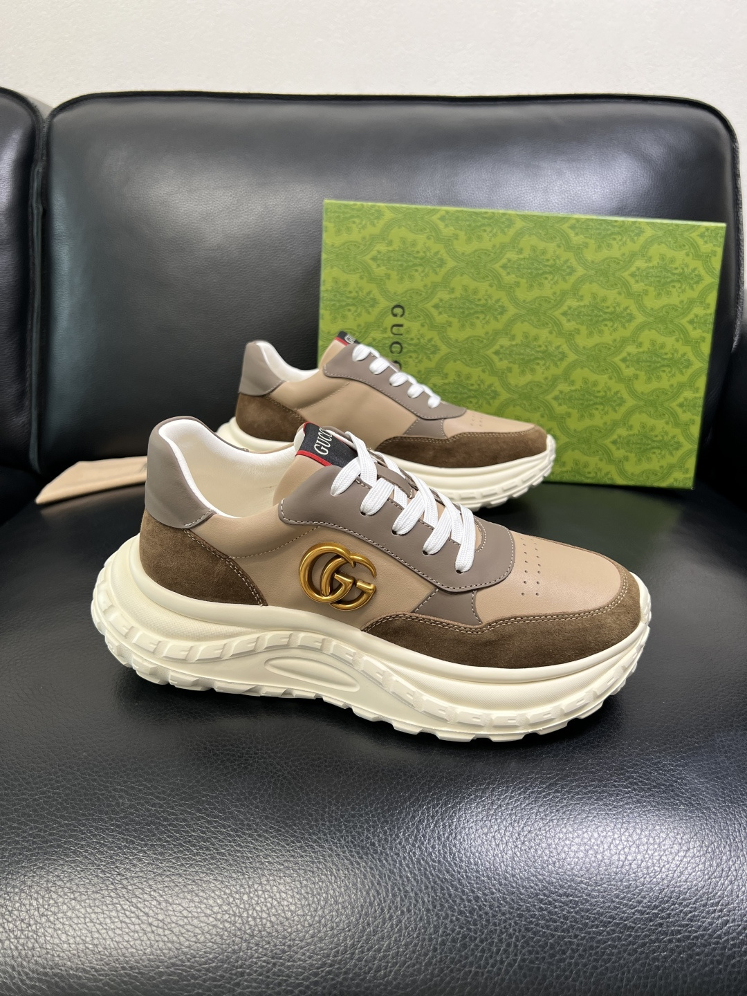 Gucci 高品质 顶级工艺品 古奇 专柜新款原厂配置，意大利进口牛皮搭配印花面料，进口牛皮内里垫，透气