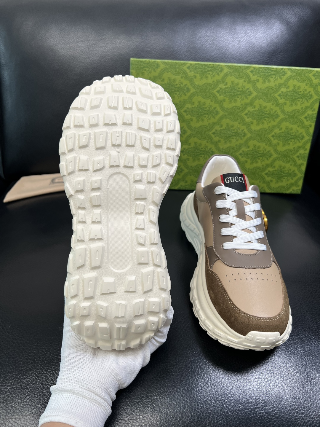 Gucci 高品质 顶级工艺品 古奇 专柜新款原厂配置，意大利进口牛皮搭配印花面料，进口牛皮内里垫，透气