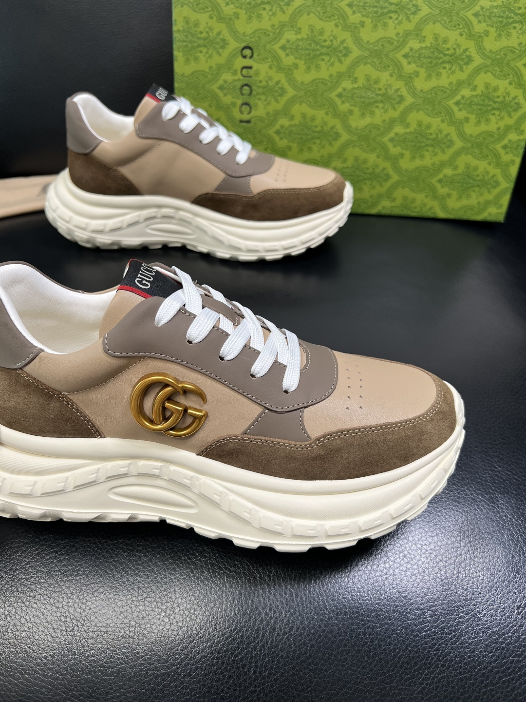 Gucci 高品质 顶级工艺品 古奇 专柜新款原厂配置，意大利进口牛皮搭配印花面料，进口牛皮内里垫，透气