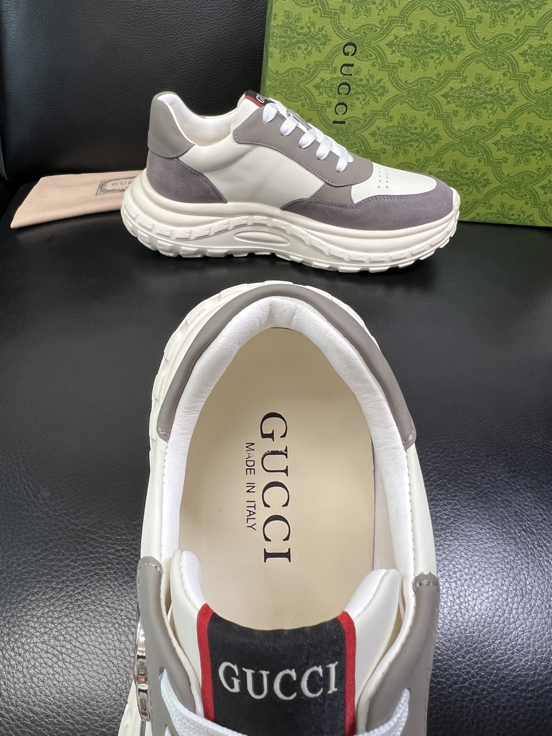 Gucci 高品质 顶级工艺品 古奇 专柜新款原厂配置，意大利进口牛皮搭配印花面料，进口牛皮内里垫，透气