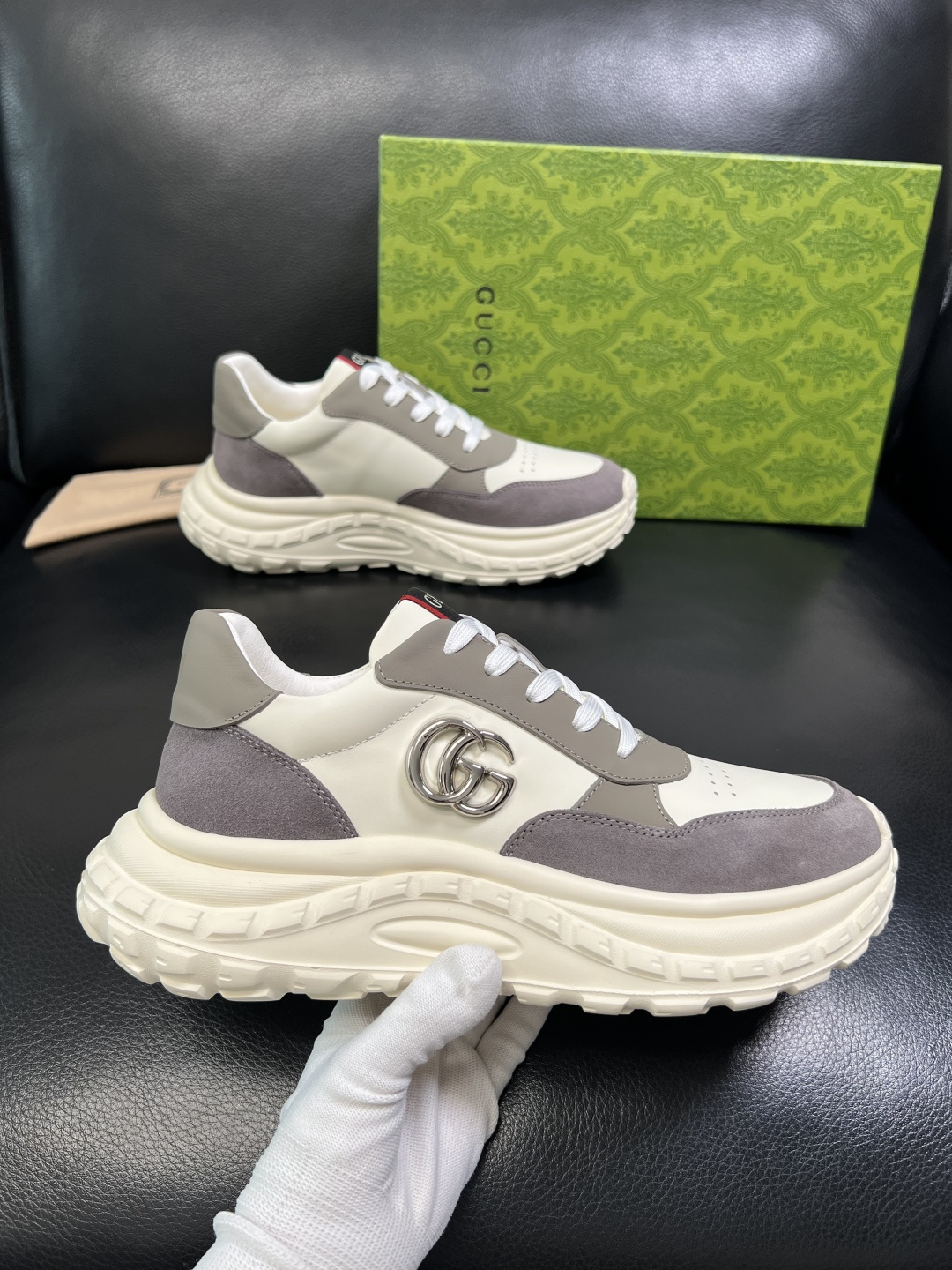 Gucci 高品质 顶级工艺品 古奇 专柜新款原厂配置，意大利进口牛皮搭配印花面料，进口牛皮内里垫，透气