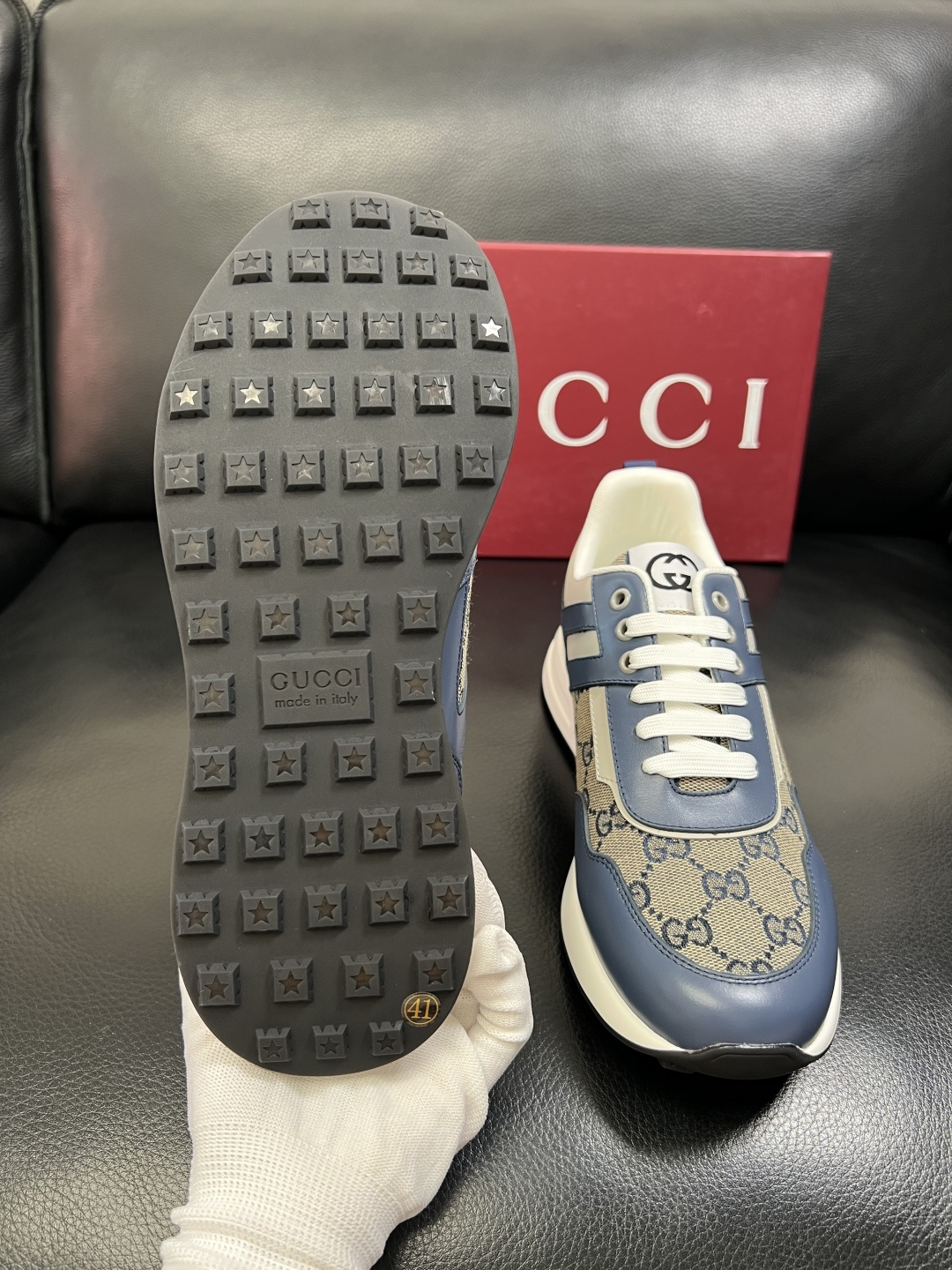 Gucci 高品质 顶级工艺品 古奇专柜新款，原厂配置意大利进口牛皮面料，进口牛皮内里垫，透气舒适，鞋底