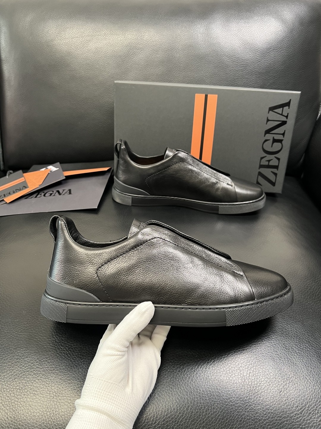 Zegna 高品质 顶级工艺品 杰尼亚 专柜新款原厂配置，意大利进口牛皮面料，进口牛里垫，透气舒适，鞋底