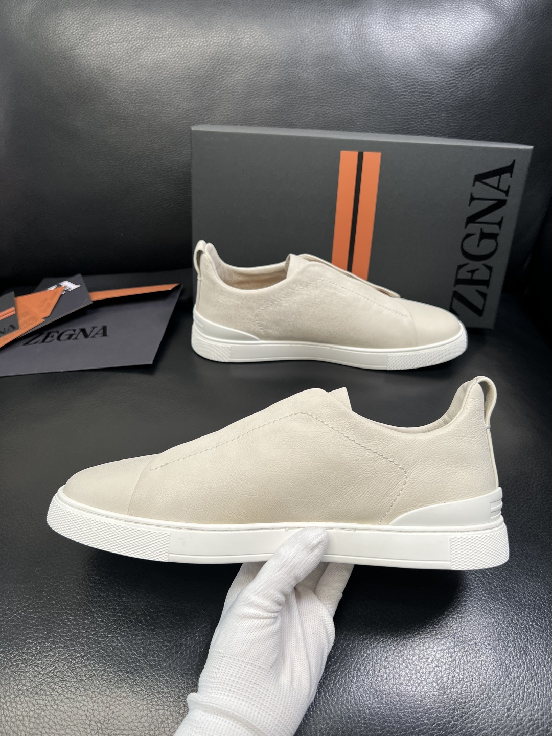 Zegna 高品质 顶级工艺品 杰尼亚 专柜新款原厂配置，意大利进口牛皮面料，进口牛里垫，透气舒适，鞋底