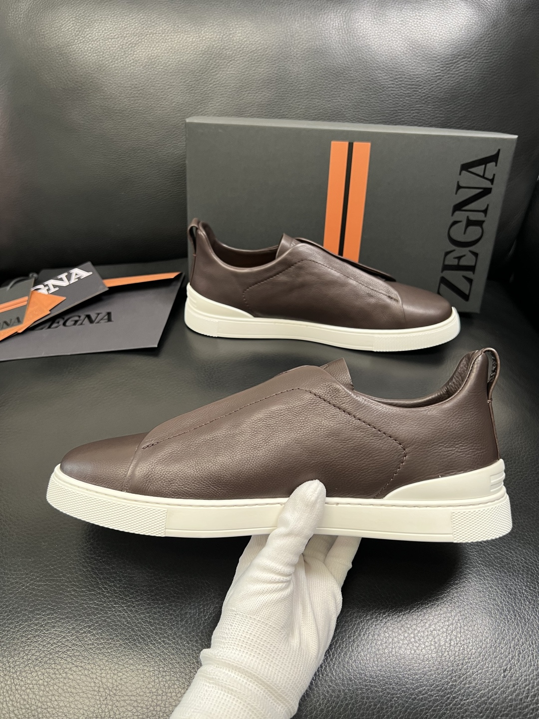 Zegna 高品质 顶级工艺品 杰尼亚 专柜新款原厂配置，意大利进口牛皮面料，进口牛里垫，透气舒适，鞋底