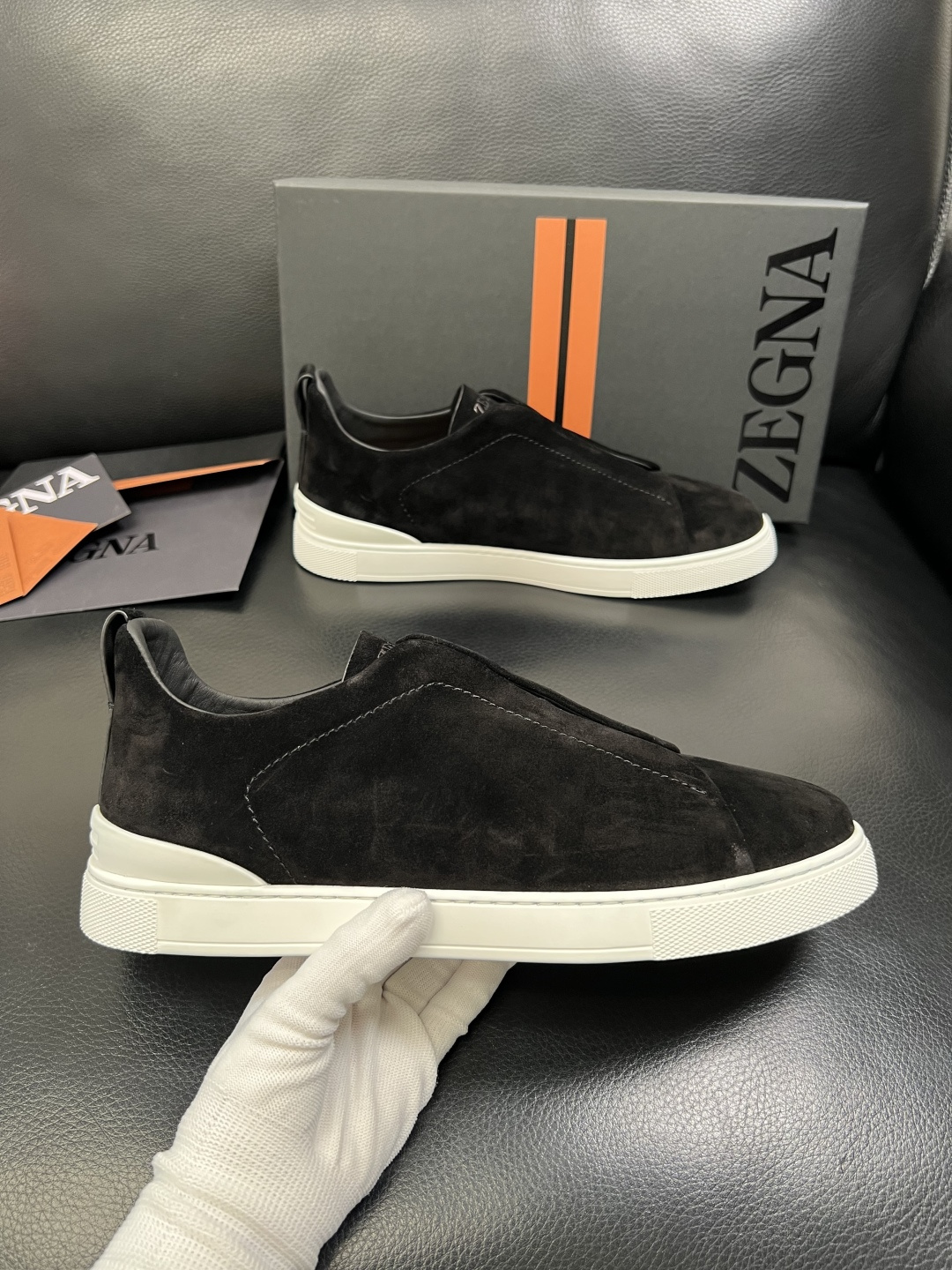 Zegna 高品质 顶级工艺品 杰尼亚 专柜新款原厂配置，意大利进口牛皮面料，进口牛里垫，透气舒适，鞋底