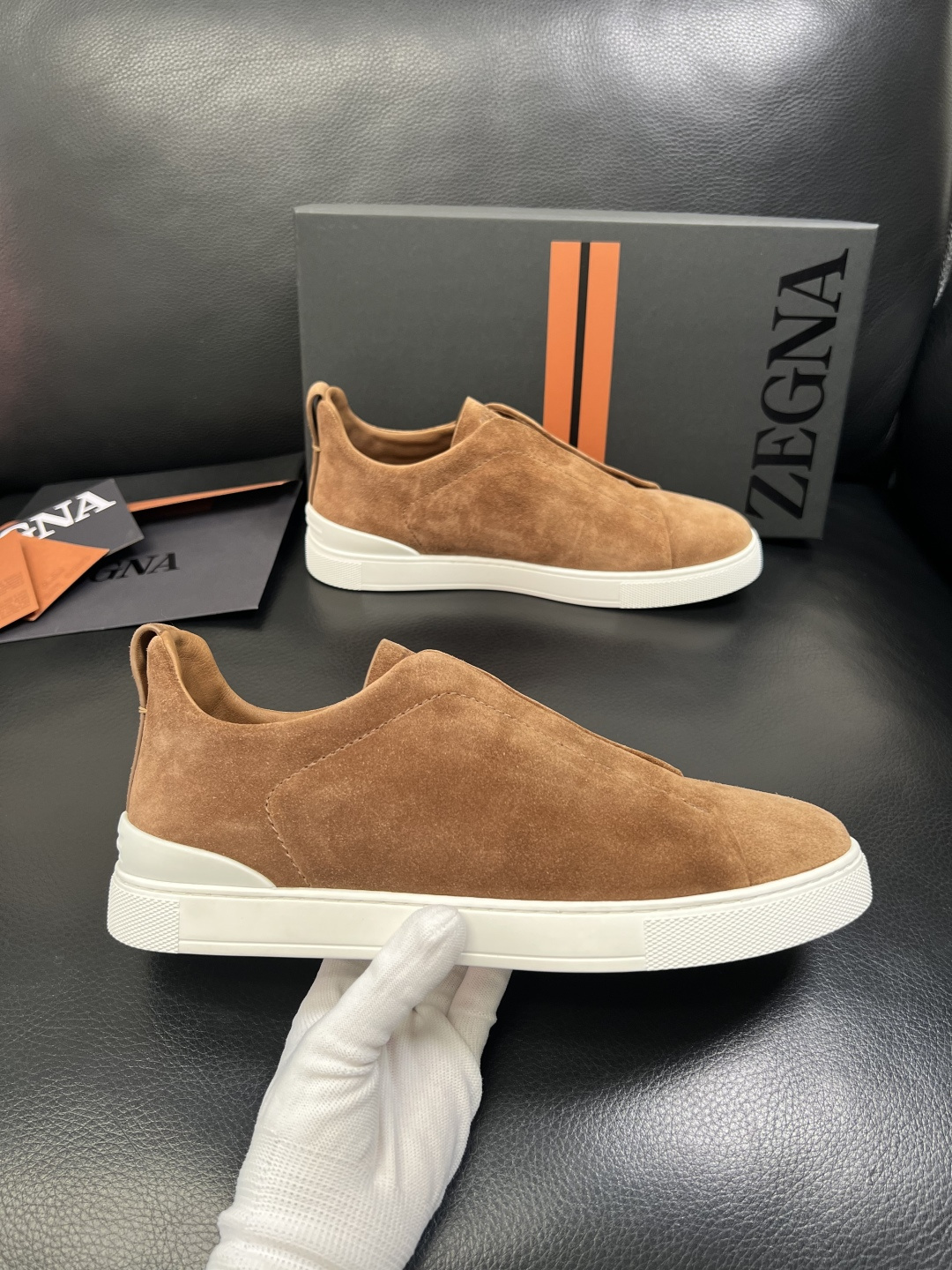 Zegna 高品质 顶级工艺品 杰尼亚 专柜新款原厂配置，意大利进口牛皮面料，进口牛里垫，透气舒适，鞋底