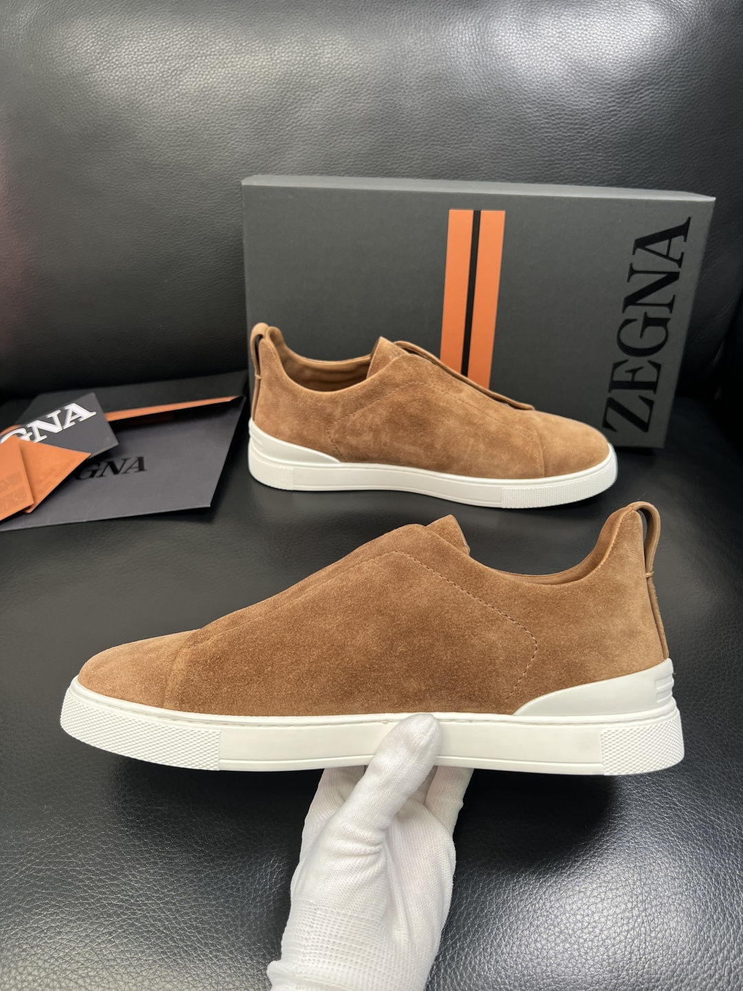 Zegna 高品质 顶级工艺品 杰尼亚 专柜新款原厂配置，意大利进口牛皮面料，进口牛里垫，透气舒适，鞋底