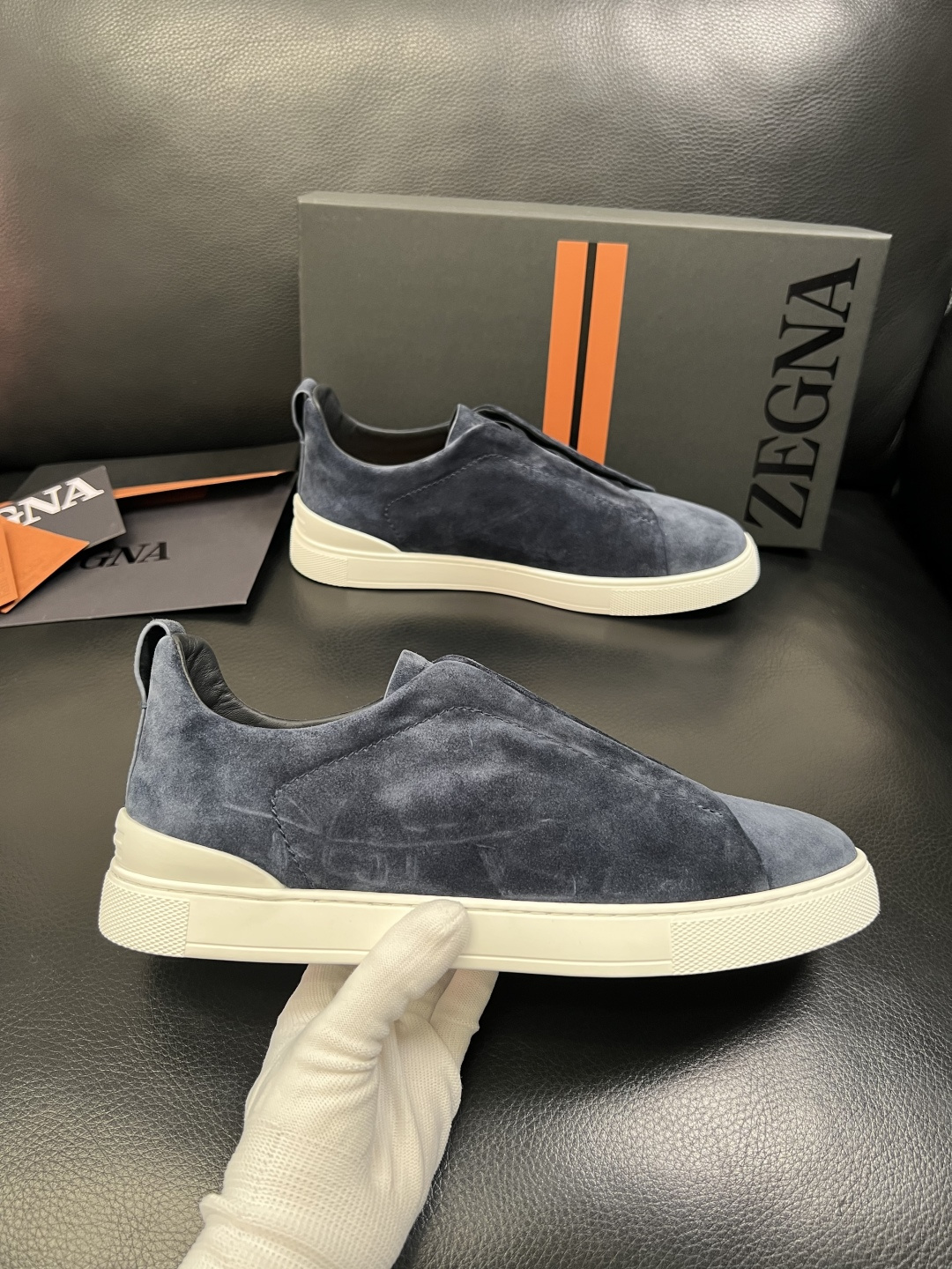 Zegna 高品质 顶级工艺品 杰尼亚 专柜新款原厂配置，意大利进口牛皮面料，进口牛里垫，透气舒适，鞋底