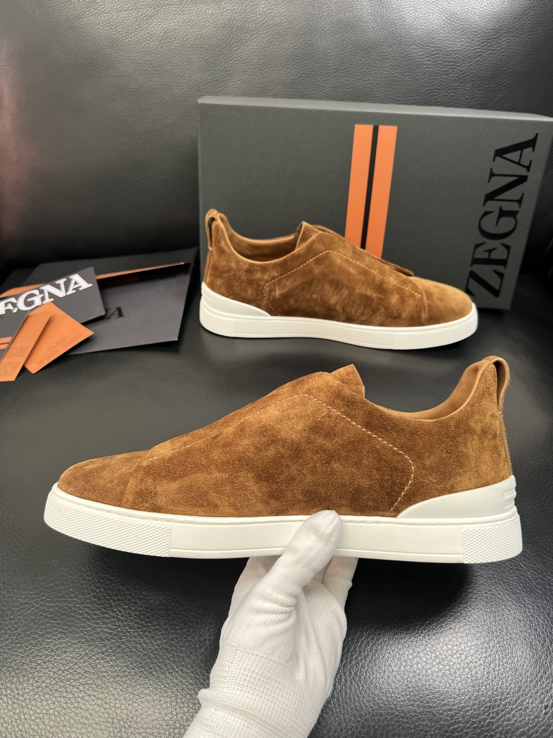 Zegna 高品质 顶级工艺品 杰尼亚 专柜新款原厂配置，意大利进口牛皮面料，进口牛里垫，透气舒适，鞋底