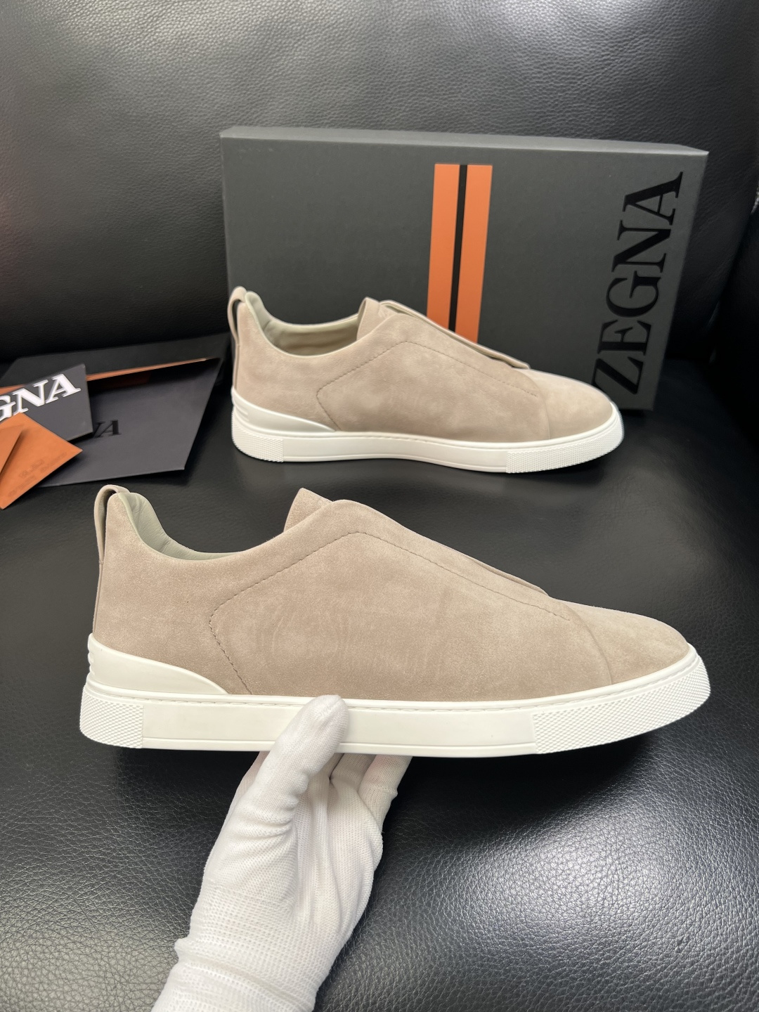 Zegna 高品质 顶级工艺品 杰尼亚 专柜新款原厂配置，意大利进口牛皮面料，进口牛里垫，透气舒适，鞋底