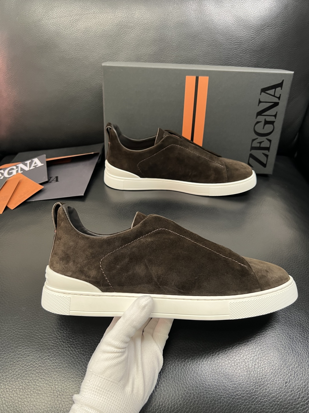 Zegna 高品质 顶级工艺品 杰尼亚 专柜新款原厂配置，意大利进口牛皮面料，进口牛里垫，透气舒适，鞋底