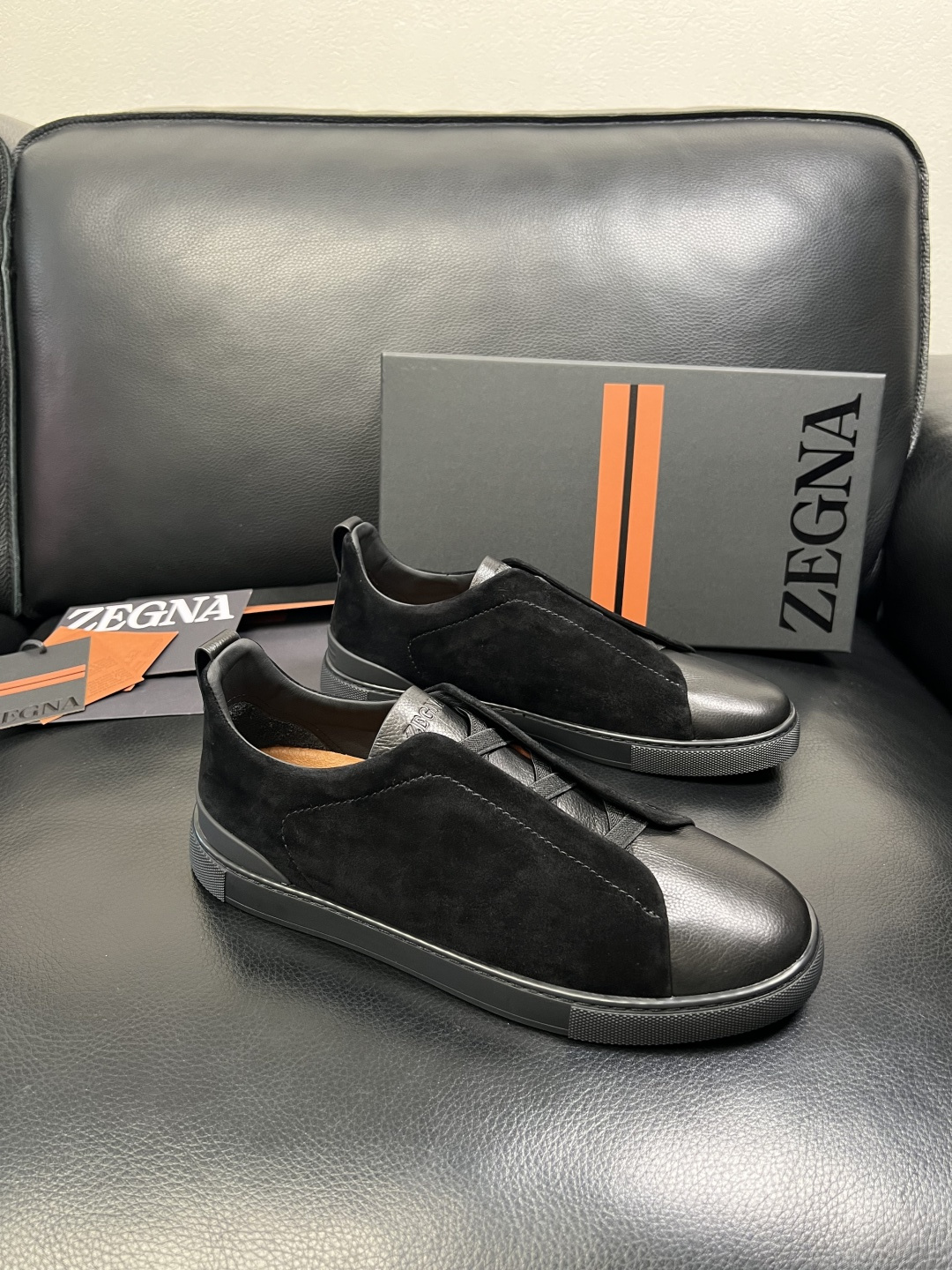 Zegna 高品质 顶级工艺品 杰尼亚 专柜新款原厂配置，意大利进口牛皮面料，进口牛里垫，透气舒适，鞋底