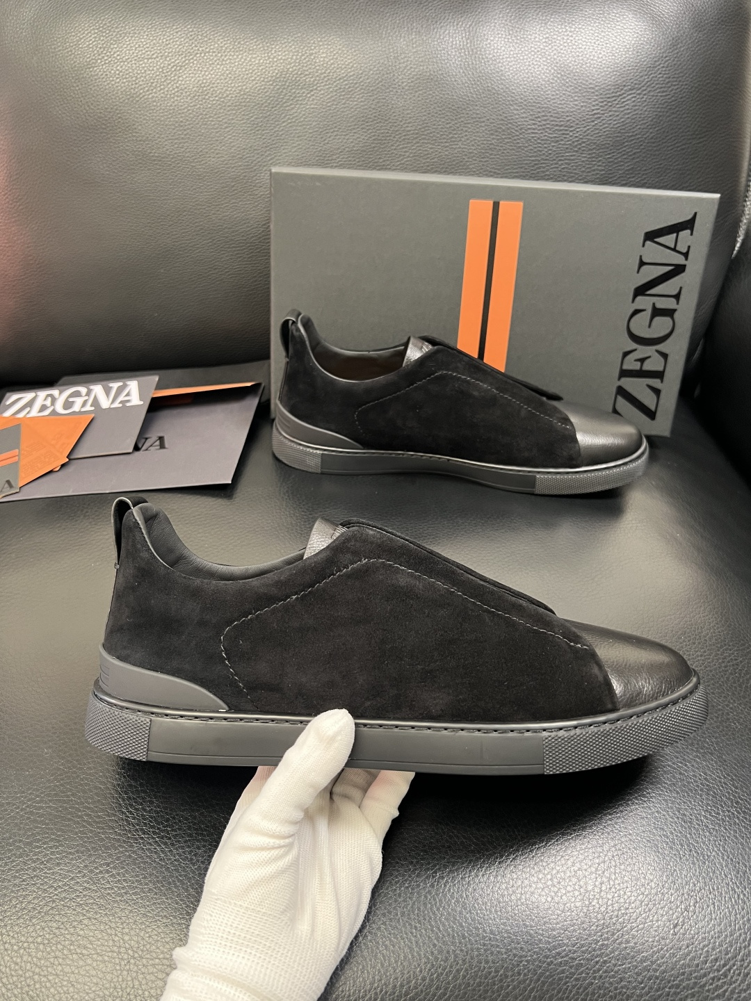 Zegna 高品质 顶级工艺品 杰尼亚 专柜新款原厂配置，意大利进口牛皮面料，进口牛里垫，透气舒适，鞋底