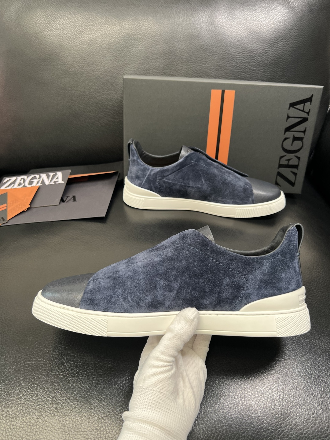 Zegna 高品质 顶级工艺品 杰尼亚 专柜新款原厂配置，意大利进口牛皮面料，进口牛里垫，透气舒适，鞋底