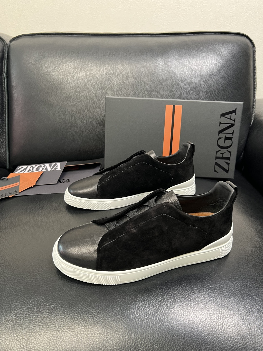 Zegna 高品质 顶级工艺品 杰尼亚 专柜新款原厂配置，意大利进口牛皮面料，进口牛里垫，透气舒适，鞋底