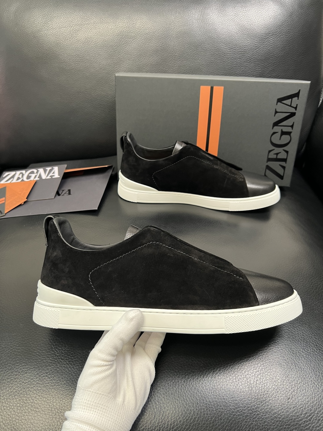 Zegna 高品质 顶级工艺品 杰尼亚 专柜新款原厂配置，意大利进口牛皮面料，进口牛里垫，透气舒适，鞋底