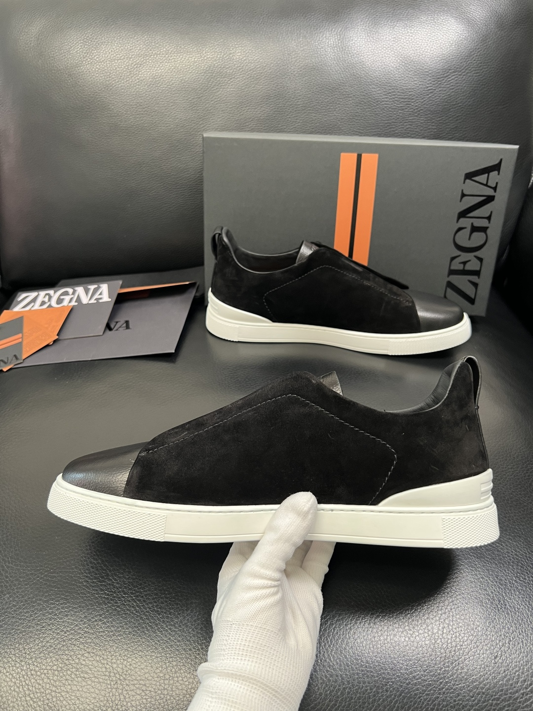 Zegna 高品质 顶级工艺品 杰尼亚 专柜新款原厂配置，意大利进口牛皮面料，进口牛里垫，透气舒适，鞋底