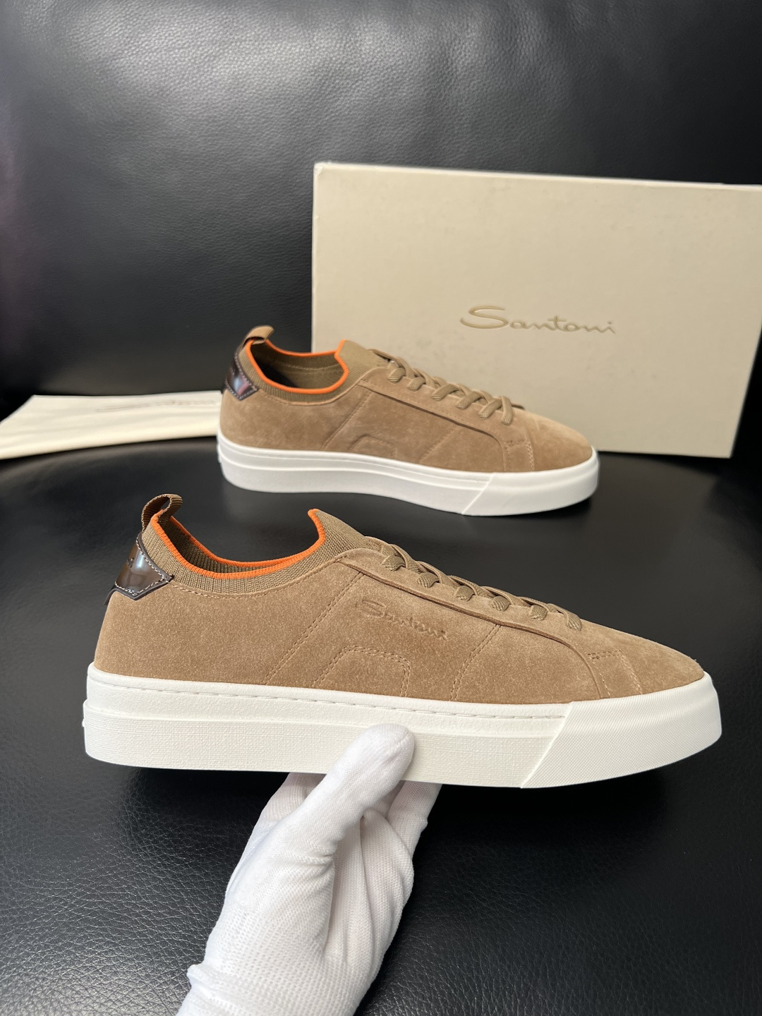 ⚠️只换码不退⚠️ Santoni 高品质 圣东尼 顶级工艺品 专柜新品同步，鞋面意大利进口牛皮拼布面料