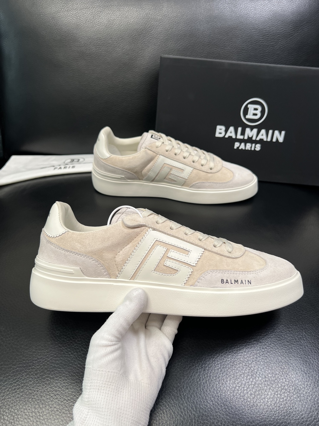 ⚠️只换码不退⚠️ BALMAIN 高品质 巴尔曼 顶级工艺品 专柜新品同步，鞋面意大利进口牛皮拼布面料