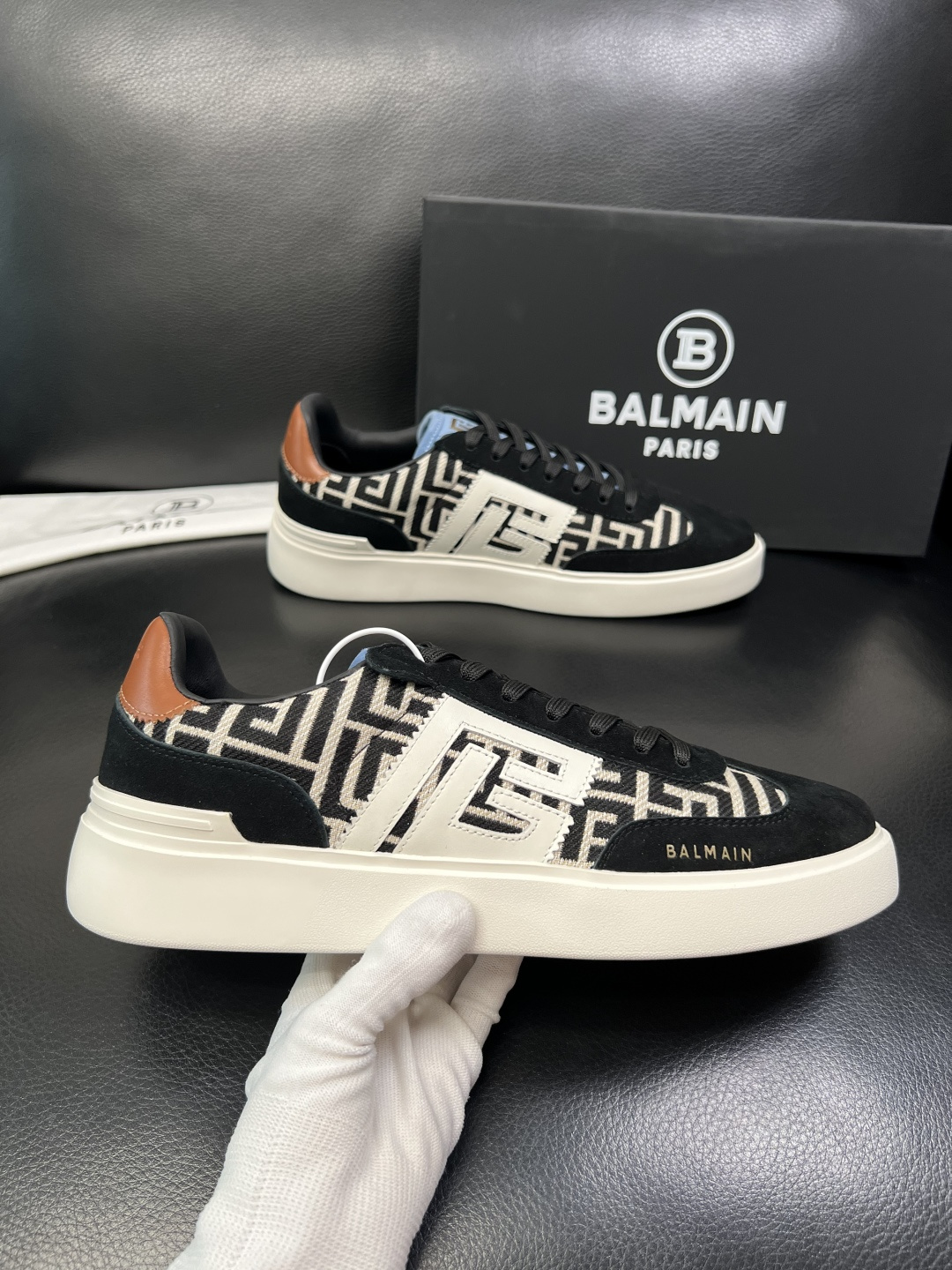 ⚠️只换码不退⚠️ BALMAIN 高品质 巴尔曼 顶级工艺品 专柜新品同步，鞋面意大利进口牛皮拼布面料