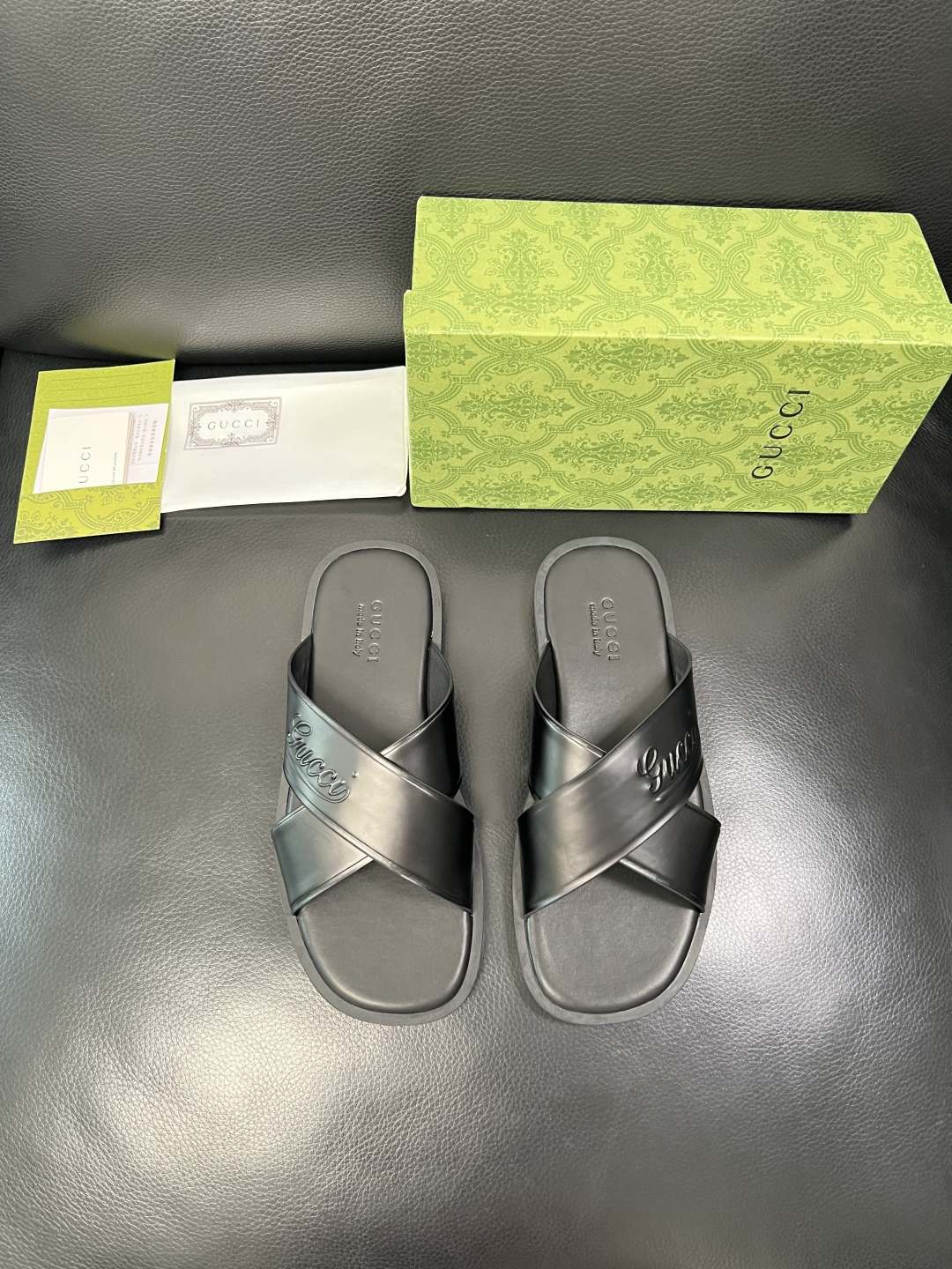 Gucci 高品质 顶级工艺品 古奇 拖鞋专柜新款原厂配置，意大利进口牛皮面料，进口牛皮内里垫，透气舒适