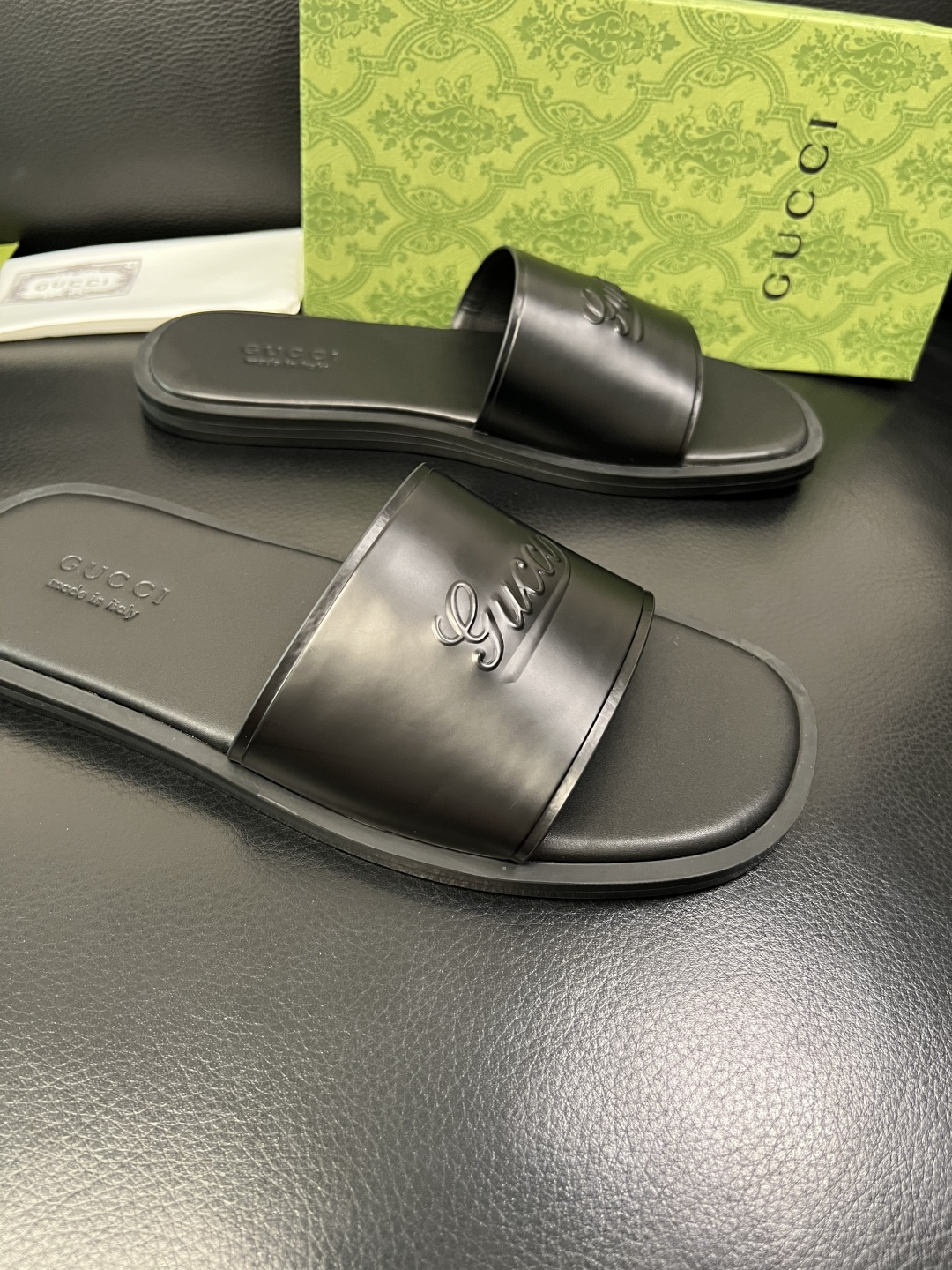 Gucci 高品质 顶级工艺品 古奇 拖鞋专柜新款原厂配置，意大利进口牛皮面料，进口牛皮内里垫，透气舒适