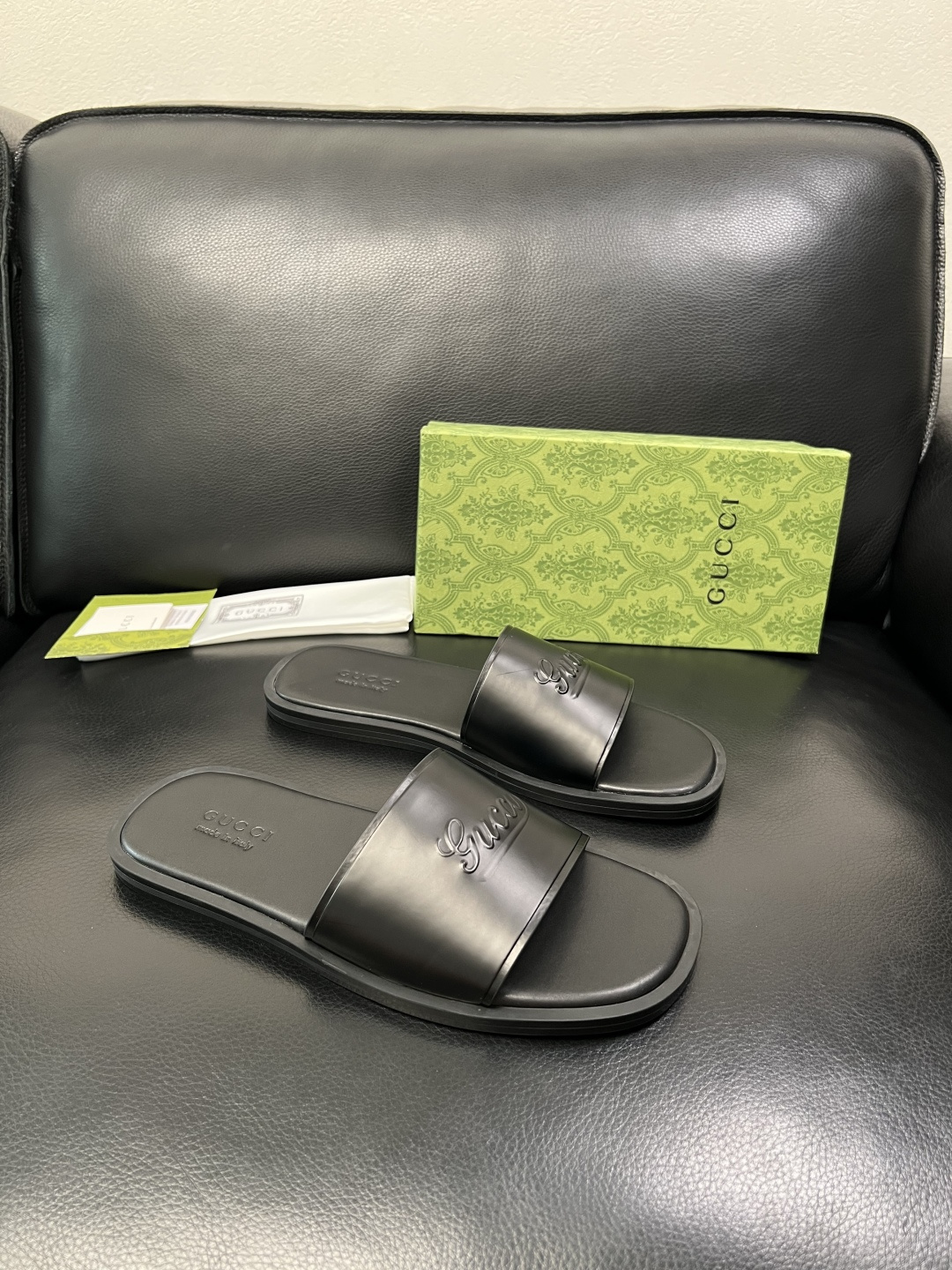 Gucci 高品质 顶级工艺品 古奇 拖鞋专柜新款原厂配置，意大利进口牛皮面料，进口牛皮内里垫，透气舒适