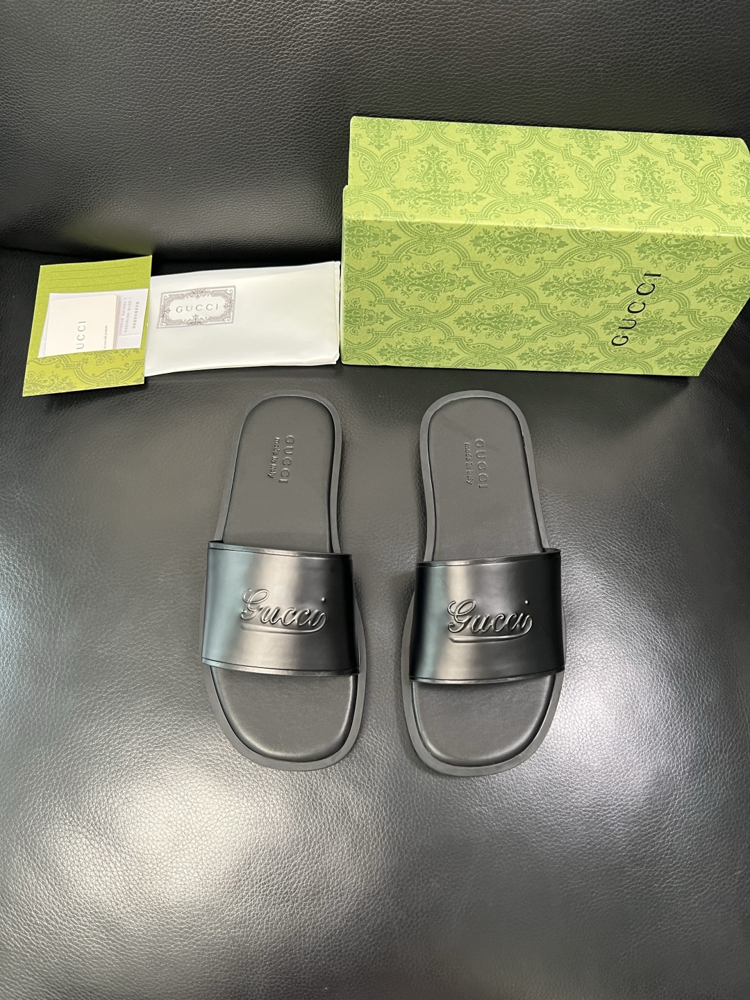 Gucci 高品质 顶级工艺品 古奇 拖鞋专柜新款原厂配置，意大利进口牛皮面料，进口牛皮内里垫，透气舒适