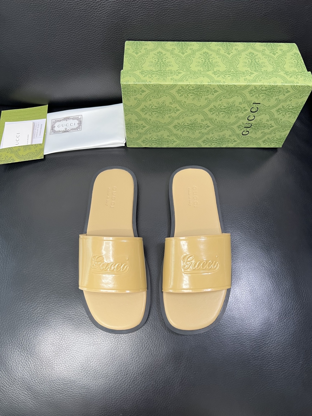 Gucci 高品质 顶级工艺品 古奇 拖鞋专柜新款原厂配置，意大利进口牛皮面料，进口牛皮内里垫，透气舒适