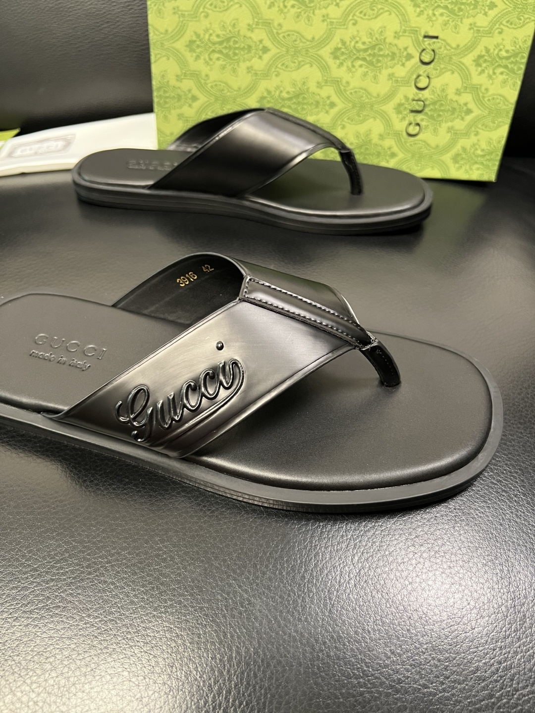 Gucci 高品质 顶级工艺品 古奇 拖鞋专柜新款原厂配置，意大利进口牛皮面料，进口牛皮内里垫，透气舒适