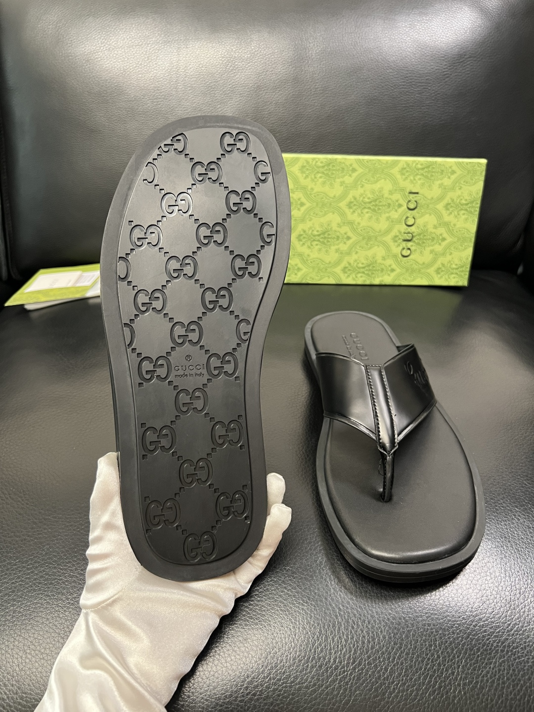 Gucci 高品质 顶级工艺品 古奇 拖鞋专柜新款原厂配置，意大利进口牛皮面料，进口牛皮内里垫，透气舒适