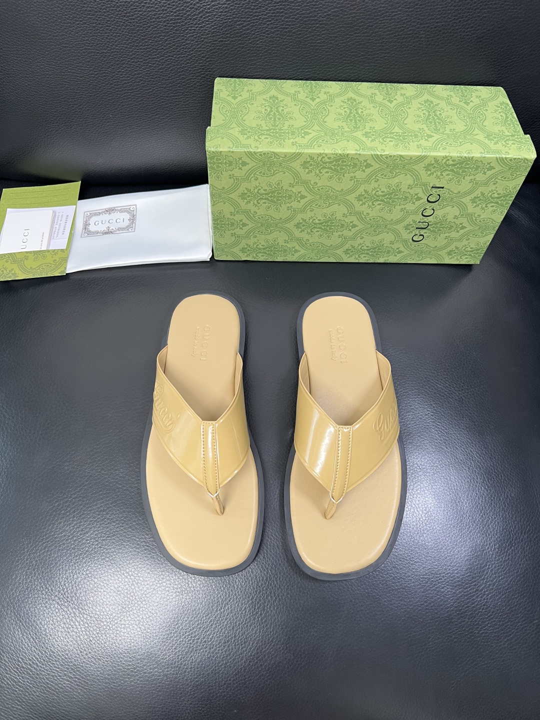 Gucci 高品质 顶级工艺品 古奇 拖鞋专柜新款原厂配置，意大利进口牛皮面料，进口牛皮内里垫，透气舒适