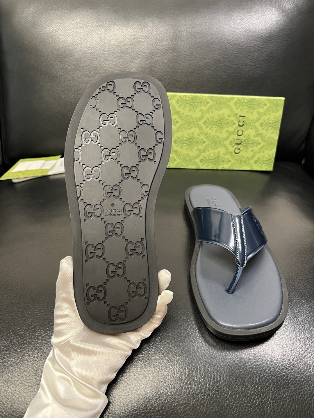 Gucci 高品质 顶级工艺品 古奇 拖鞋专柜新款原厂配置，意大利进口牛皮面料，进口牛皮内里垫，透气舒适