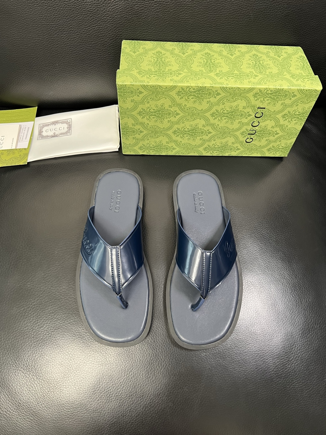 Gucci 高品质 顶级工艺品 古奇 拖鞋专柜新款原厂配置，意大利进口牛皮面料，进口牛皮内里垫，透气舒适