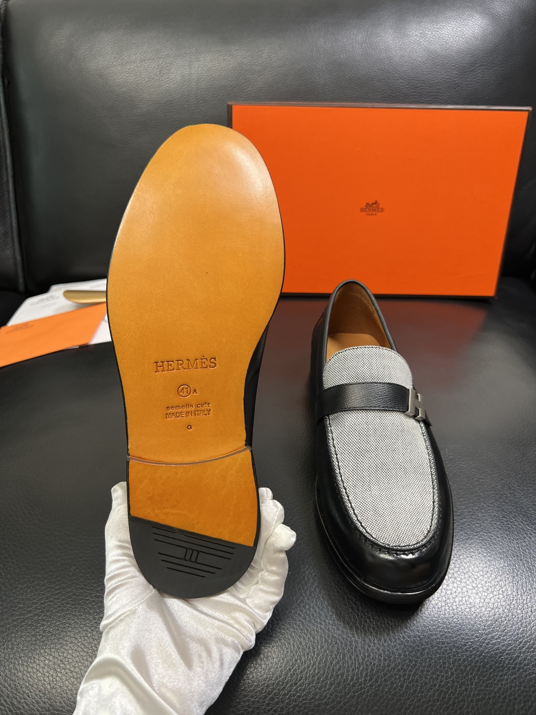 Hermes 高品质 顶级工艺品 爱马仕 皮鞋专柜同步 原厂配置，意大利进口原版牛皮面料，透气舒适进口水