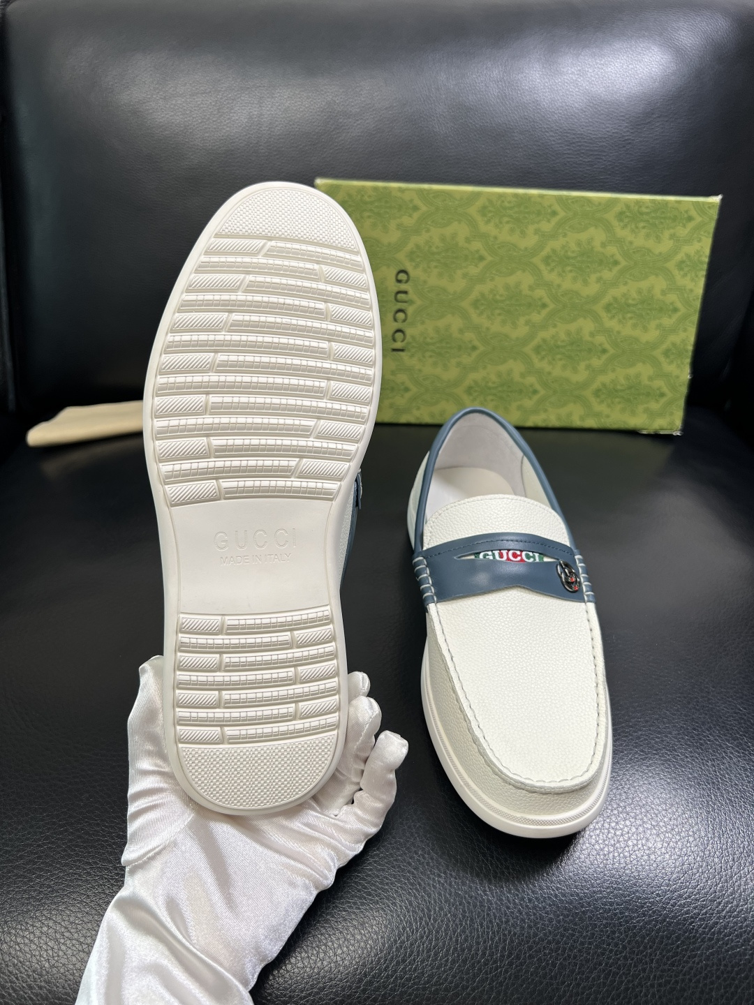 Gucci 高品质 顶级工艺品 古奇 专柜新款原厂配置，意大利进口牛皮面料，进口牛皮内里垫，透气舒适，鞋