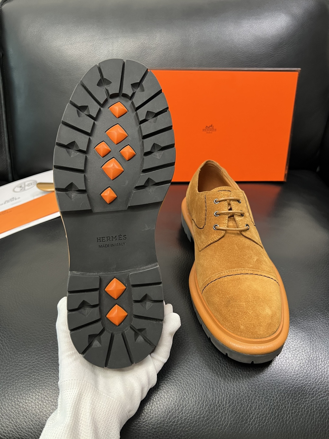 Hermes 高品质 顶级工艺品 爱马仕 皮鞋专柜同步发售原厂配置，意大利进口原版牛皮面料，高品质拼接工